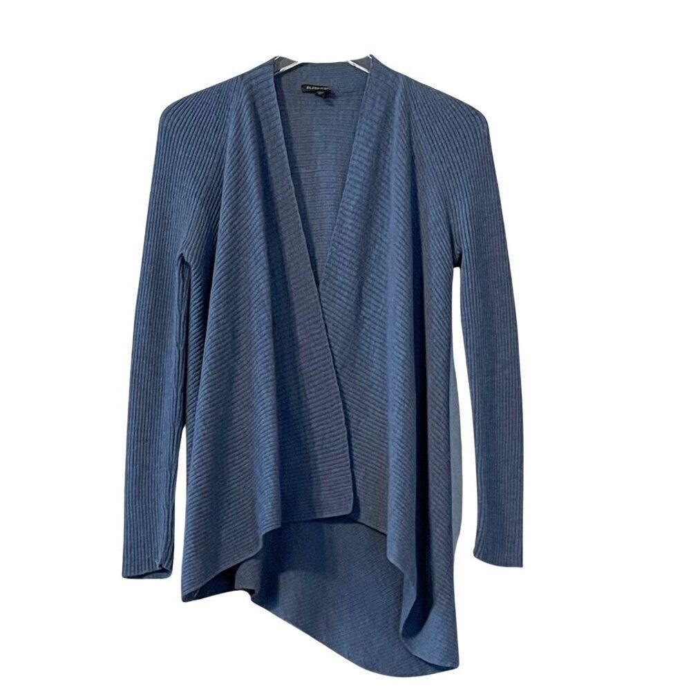 Eileen Fisher Asymmetrical Open Front Wool Cardigan in Dusty Blue Sz. M